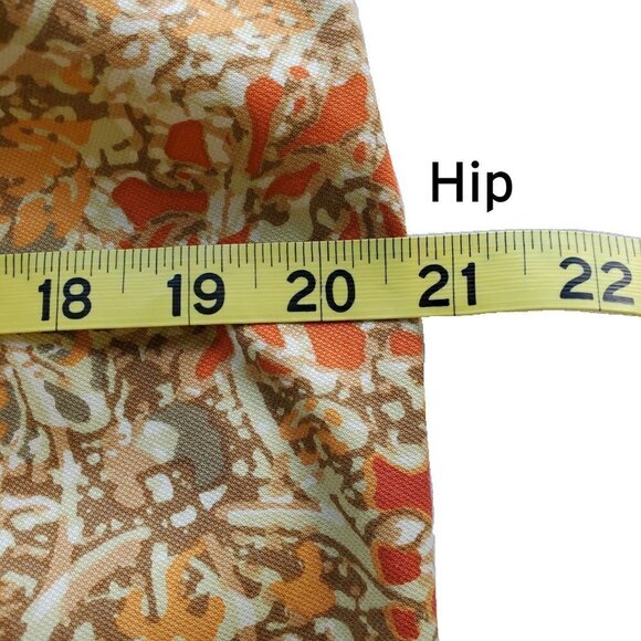 Sigrid Olsen Orange Yellow Brown Japanese Floral motif print dress pants Size 8 - Picture 9 of 12